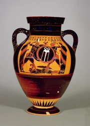 Bauchamphora, Darstellung von Priamos und Achilleus, ca. 550 v. Chr.